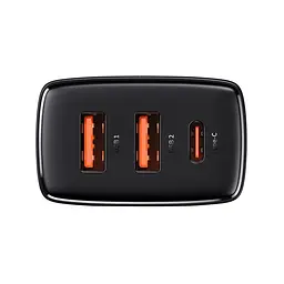 Мережевий зарядний пристрій Baseus Compact Quick Charger 2USB + 1Type-C 30W CCXJ-E01 Black - мініатюра 4
