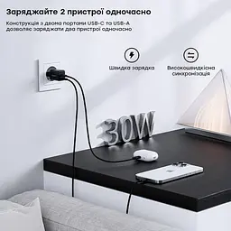 Мережевий зарядний пристрій Choetech USB-A/USB-C PD5012-EU-BK - мініатюра 8