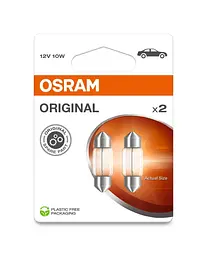 Комплект вказівних ламп розжарювання OSRAM 6438-2BL C10W 31mm 12V SV8.5-8 Blister (2 шт) - мініатюра 3