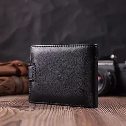 Горизонтальний гаманець середнього розміру з натуральної шкіри ST Leather 22454 чорний - мініатюра 10