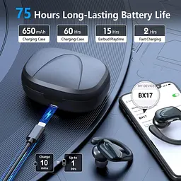Бездротові Bluetooth-навушники з Hi-Fi звуком, автономністю до 75 годин і мікрофоном - мініатюра 6