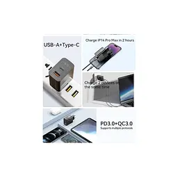 Зарядний пристрій 1xUSB-C + 1xUSB 33 Вт Essager (ECTAC-PCB01-P) - мініатюра 2