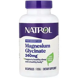 Магній гліцинат Natrol високої абсорбції 240 мг 60 капсул