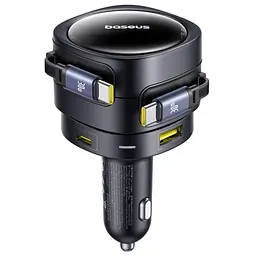 АЗП Baseus Enjoyment Max PD90W with retractable cables (1USB-A/3C) (C00035507121) Cosmic Black - мініатюра 2