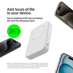 Павербанк Belkin White 8 000 mAh / 15 Вт (BPD007BTWH) - мініатюра 9