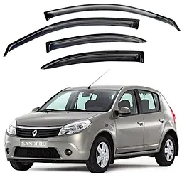Дефлектори вікон для Renault Sandero 2009-2014 на скотчі (Acrylic) AMR11309