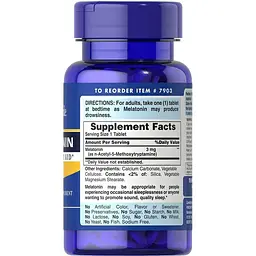Мелатонін Puritan's Pride Melatonin 3 мг 120 таблеток - мініатюра 2
