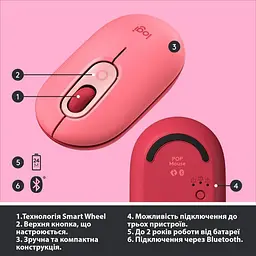 Миша Logitech POP Mouse Bluetooth Heartbreaker Rose (910-006548) [69017] - мініатюра 11