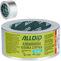 Скотч алюмінієвий Alloid 48 мм х 25 м 50 мкм (AT-904825) - мініатюра 3