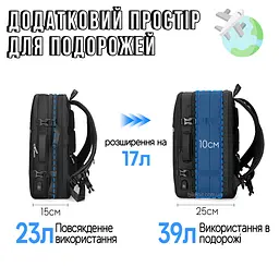 Дорожній рюкзак міський розширюваний Mark Ryden 8057Y 23-39л з відсіком для ноутбука 17.3" і USB Black (17587) - мініатюра 10