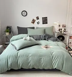 Постільна білизна двоспальне Dushka Home Полікотон 21158 180х215 см м'ята з сірим