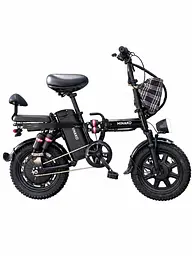 Електровелосипед Minako Mini 16" двомісний (1000W, 24Ah) + Пасажирське сидіння Чорний - мініатюра 2