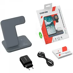 Зарядний пристрій Canyon WS-303 3 в 1 QI Dark Grey (CNS-WCS303DG) - мініатюра 7