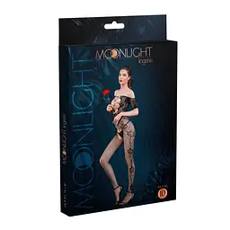 Бодістокінг з доступом Moonlight Model 10 XS-L Black, імітація шнурівки, квітковий декор, відкриті п - мініатюра 3