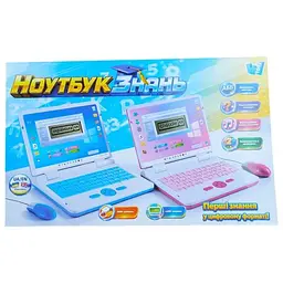 Ноутбук знань 73693 (24/2) БЛАКИТНИЙ “WToys”, ОЗВУЧУВАННЯ УКРАЇНСЬКОЮ МОВОЮ, від батарейок та мережі, англ\укр абетка, цифри, скоромовки, казки, пісні, загадки, вікторина, в коробці - мініатюра 3