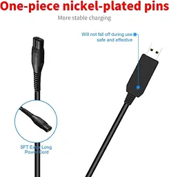 MEROM 4,3 В бритва Заміна USB-кабелю для заряджання A00390 Шнур зарядного пристрою, сумісний із Philips Norelco One Blade QP2620 - мініатюра 2