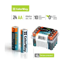 Батарейка ColorWay AA LR6 Alkaline Power (лужні) x 24 plastic box (CW-BALR06-24PB) - мініатюра 2