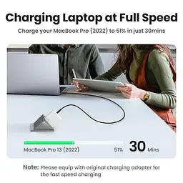 Кабель USB-C 100W UGREEN US562 Type-C to Type-C PD QC 4.0/3.0 для швидкого заряджання MacBook Pro, Samsung PVC 1м (15176) - мініатюра 4