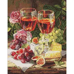 Алмазна мозаїка "Натюрморт з інжиром та вином" art_selena_ua Ideyka AMO20289, 40х50 см