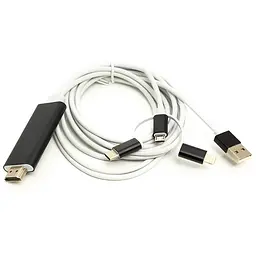 Кабель PowerPlant HDXiaomi (M) - Lightning, Type-C, Xiaomirco USB, 1 м