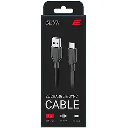 Кабель 2E USB-A - USB-C Glow 1m Black - мініатюра 2
