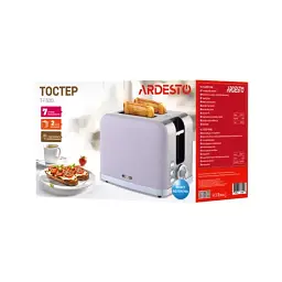 Тостер ARDESTO Lilac Dream, 800Вт, метал, 2 слоти, ліловий+сріблястий - мініатюра 5