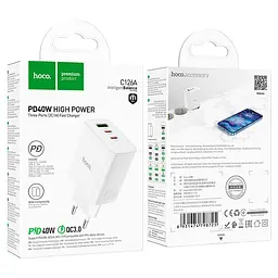 Зарядний адаптер блок живлення 3 порти 40 вт Hoco C126a Pure power 3-port 40w - мініатюра 6