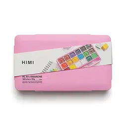 Набір гуашевих фарб HIMI Jelly Cup 18x30 мл, 3 пензлі, рожевий пластиковий пенал (6976939683482)