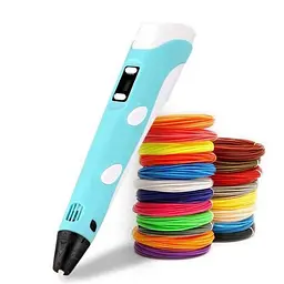 3D ручка для малювання з екраном 3д Ручка Pen3 MyRiwell з LCD дисплеєм трафарет Блакитний - мініатюра 4
