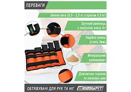 Обтяжувачі EasyFit 0,5-2,5 кг для ніг та рук Чорно-жовтогарячий (EF-WHT-0,5-2,5-O) - мініатюра 4