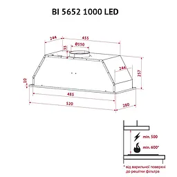 Витяжка повновбудована PERFELLI BI 5652 I 1000 LED - мініатюра 12