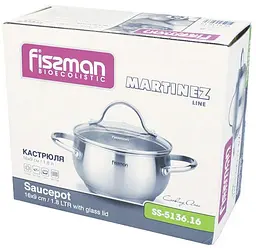 Каструля Martinez пузата з нержавіючої сталі Fissman Ø16х9хØ13 см kuh0007816 - мініатюра 5