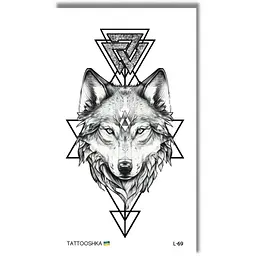 Тату тимчасове Вовк графічний Tattooshka L-69 Чорний shop (4825800010440)