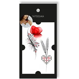 Тимчасові тату Tattooshka "Український мак із вишиванкою" L-56 (4825800010099)