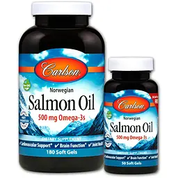 Масло лосося Carlson Salmon Oil 500 мг 180+50 капсул
