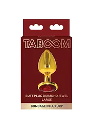 Анальний корок металевий золотистий L Butt Plug With Diamond Jewel Taboom - мініатюра 5