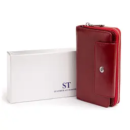 Гаманець зі шкіри на клямці ST Leather 19341 бордовий
