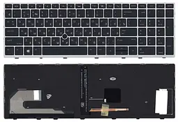Клавіатура для ноутбука HP EliteBook 850 G5 з підсвічуванням (Light), Black, (Grey Frame)