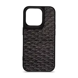 Кожаный чехол для Apple iPhone 15 Pro, Harder Virgin Mermaid, черный, термополиуретан ТПУ + экокожа с морской чешуйчатой текстурой, панель, защита корпуса, противоударный, микрофибра, рамка вокруг камеры, защита всего корпуса, (ARM76817)