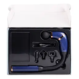 Перкусійний масажер Fascial Gun Massage 4 насадки, синій Huizhou HP-11-11BL - мініатюра 10