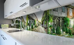 Вініловий кухонний фартух Вулички Парижа наклейка для кухні ПВХ Архітектура місто Зелений Happy Pocket Z181845
