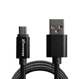 Дата кабель USB 2.0 AM to Micro 5P 1.0m Black/Black Grand-X (FM01BB) - мініатюра 2