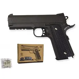 Іграшковий пістолет на кульках "Colt 1911 Rail" Galaxy G25 метал чорний - мініатюра 2
