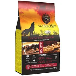 Уцінка. Корм сухий Ambrosia Grain Free Dog Adult Beef & Fresh Salmon для дорослих собак усіх порід з яловичиною та свіжим лососем 12 кг  12.10.26