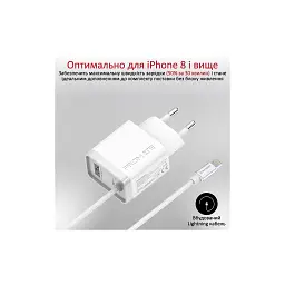 Зарядний пристрій Promate 20W PD Lightning + USB QC3.0 (icharge-pdqc3.white) - миниатюра 3