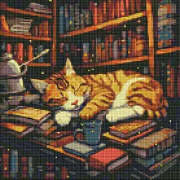 Алмазна мозаїка Пухнастий книголюб ©art_selena_ua AMO7648 Ідейка 40х40 см