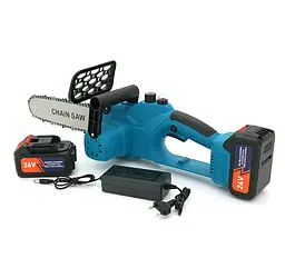 Акумуляторна ланцюгова пила Domotec Chain Saw 12″ 24V, зарядний пристрій + 2 акумулятори