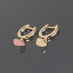 Дитячі сережки Tiffany з жовтого золота з емаллю і фіанітами S-0014