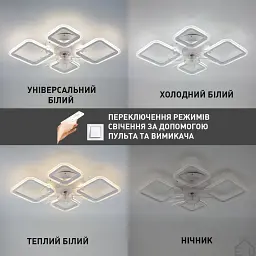Люстра з вентилятором керована світлодіодна FAN OVAL 38 Вт + 15 Вт 645x500x125 мм Бiла ESLLSE - мініатюра 4
