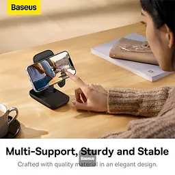 Підставка для ґаджетів Baseus Seashell Series Folding Phone Stand B10551500111-00 Black - мініатюра 6